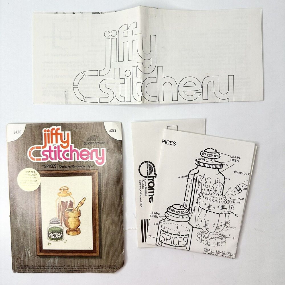 Vintage 1970's Jiffy Stitchery Spices Needlepoint Kit Wool Yarn 5 x 7" Completed - Picture 5 of 5